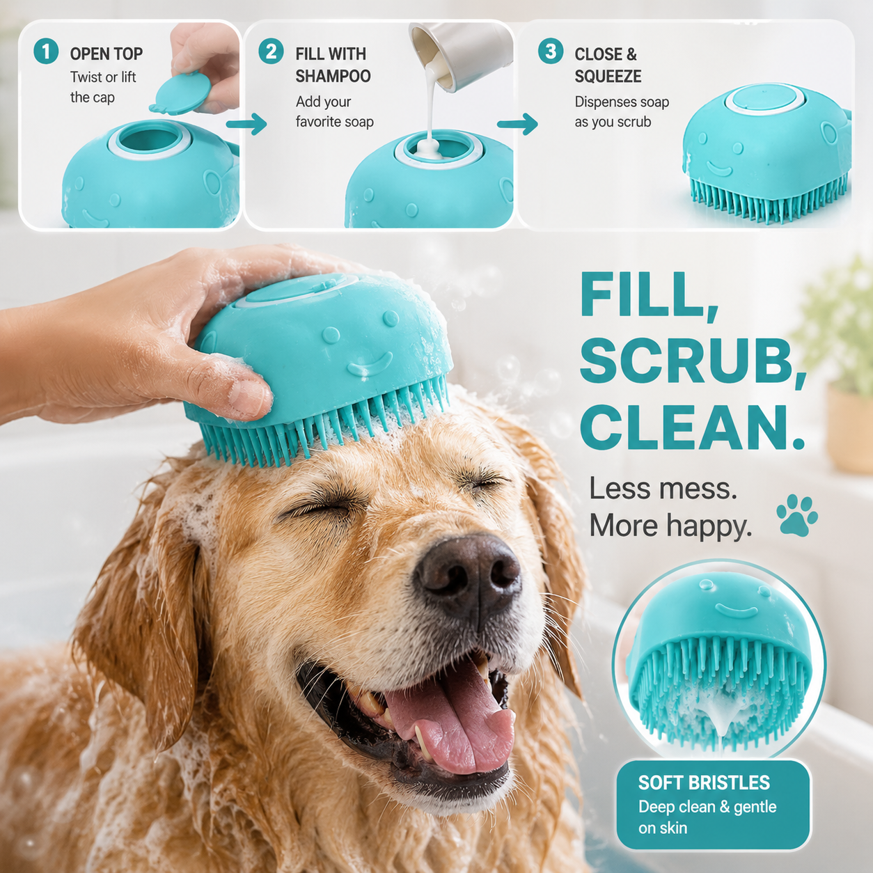 Soap Dispensing Pet Brush