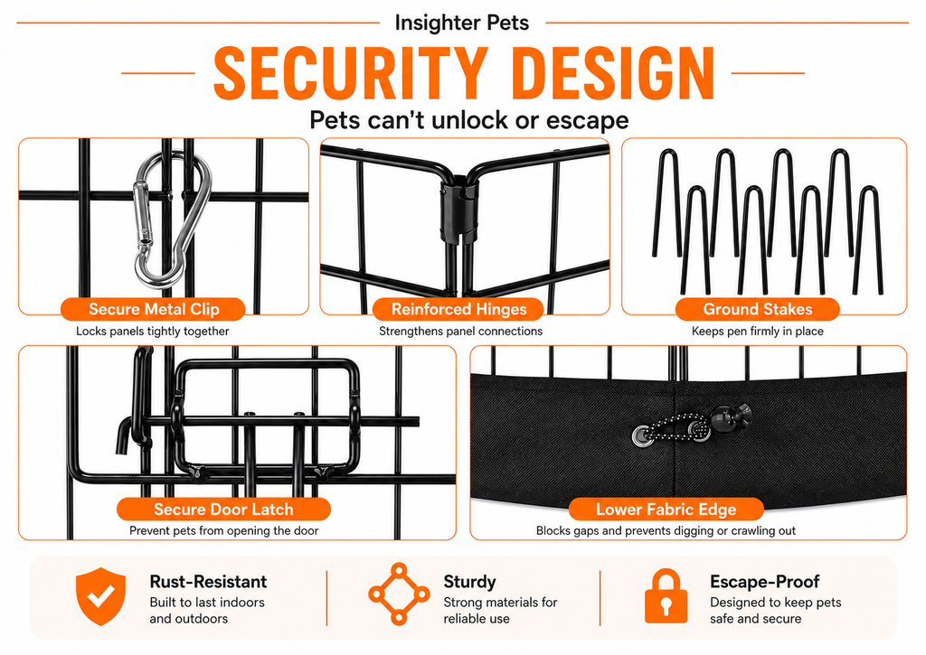 24” Adjustable Metal Pet Playpen with Waterproof Mat & Top Cover