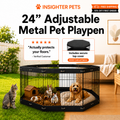 24” Adjustable Metal Pet Playpen with Waterproof Mat & Top Cover